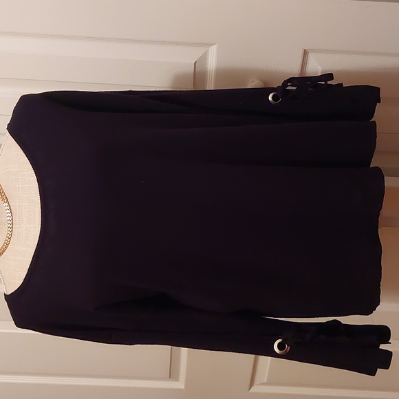 Sexy Scalloped Scoop Neck Bell Sleeve Petal Trim Split Crochet Knit Cover Up
